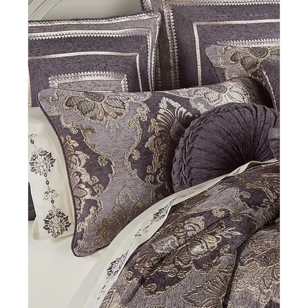 NEW! Five Queens Dominique 4PC Damask Comforter Set King Lavander